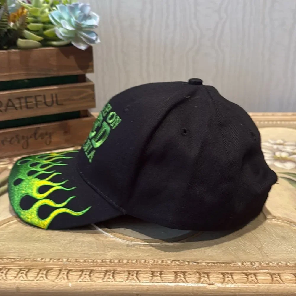 High On Weed California Adjustable Embroidered Cap Black Green Flames Unisex OS